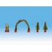 Noch 14022 Ornamental Potted Plant Set - Rose Arch, 2 Pines, 1 Rose (kit)